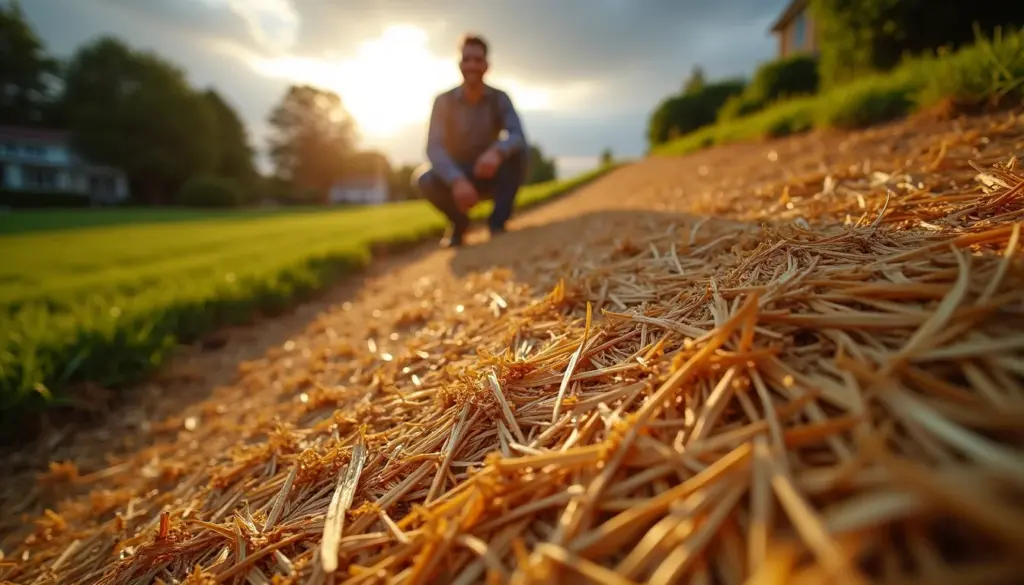 Tired of mulch washing away? Pine straw mulch stays put on slopes